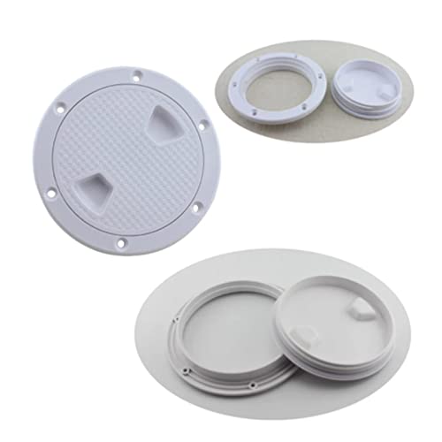 4-Inch Marine Non-Slip Inspection Deck Plate Hatch - White