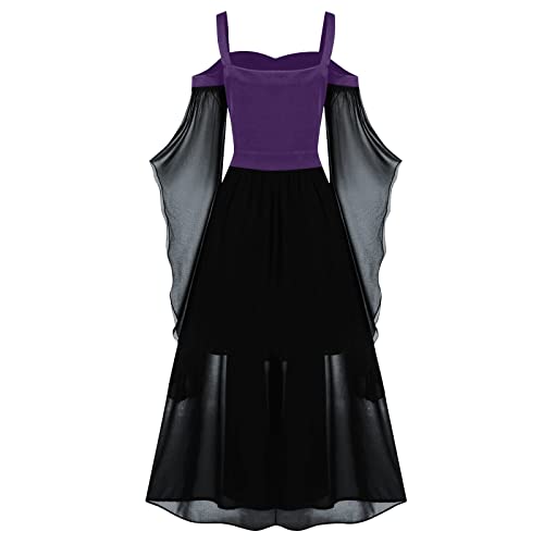 Gothic Off Shoulder Lace Trumpet Sleeve Dress - Black Vintage