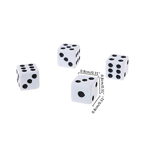 100-Piece 8mm White Dice Set for Board Games & Activities