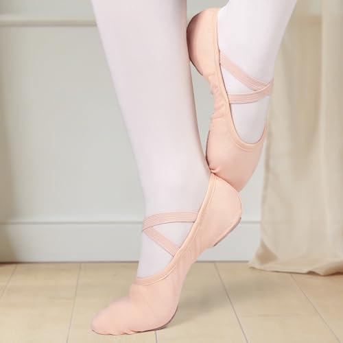 Dynadans Stretch Canvas Ballet Shoes Women Girls Split Sole Pink - Size 8