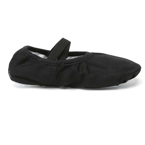 Danzcue Women's Ballet Shoes Black Size 5 - Soft Canvas & PU Leather Slippers