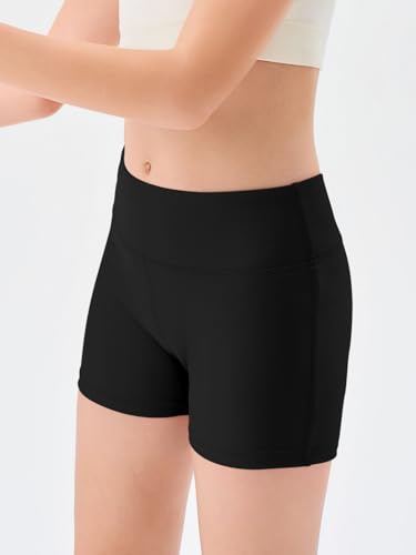 Girls High Waisted Athletic Shorts - Soft Biker Dance & Gymnastics