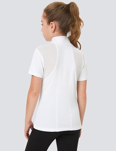 Quick Dry Girls Equestrian Riding Shirt - White, Medium