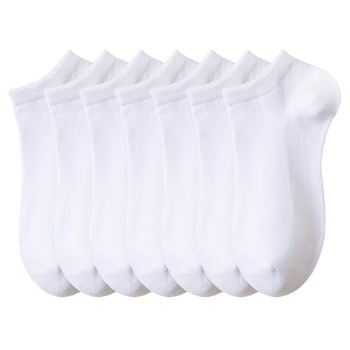Women's Cotton Low-Cut Ankle Socks 7 Pairs White Size 6-9 RICOTNSOCS