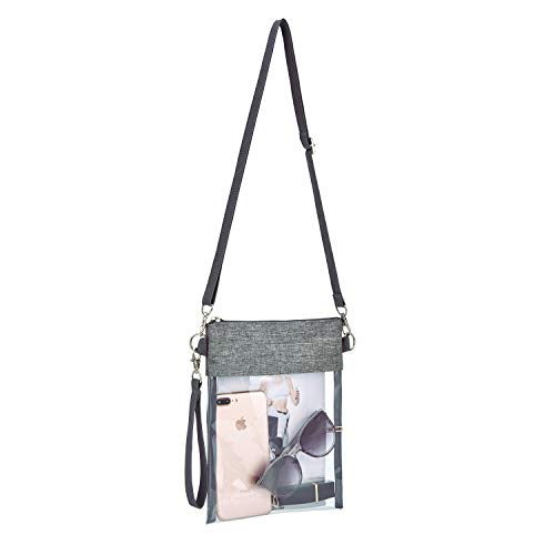 Clear Purse Stadium Approved Waterproof Crossbody Bag - Grey