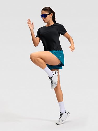 Soothfeel Women's Black Medium Short Sleeve Athletic Running T-Shirt