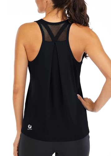 Loose Fit Racerback Muscle Tank for Women - Large Black