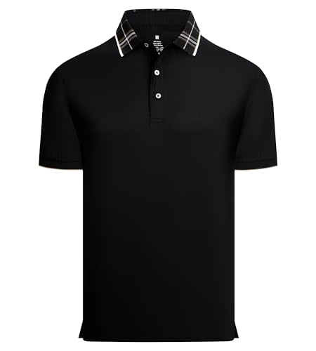 Alex Vando Men's Black Large Moisture-Wicking Golf Polo Shirt - Short Sleeve
