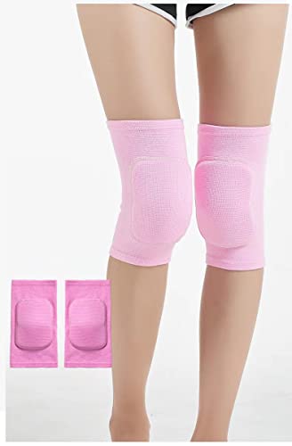 MINILUJIA Kids Pink Breathable Knee Pads XS for Ages 3-5 Sports Support
