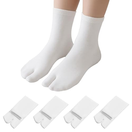 4 Pairs Japan Tabi Socks - Cotton Split Toe for Flip Flops