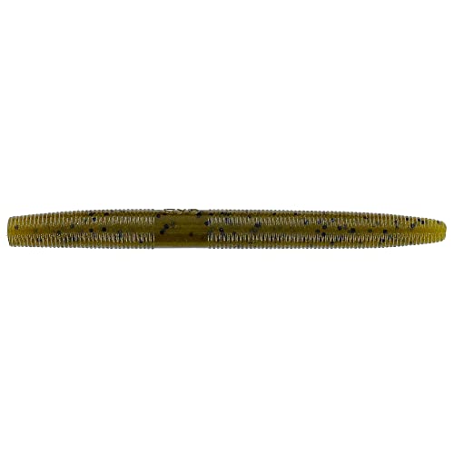 4-Inch Senko Soft Plastic Worm Bait - Green Pumpkin with Large Black Flake