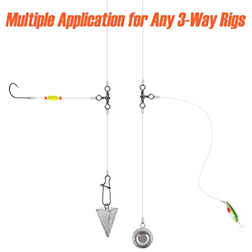 30 Pack 44LB Three Way Swivels Fishing Tackle for Catfish Rig
