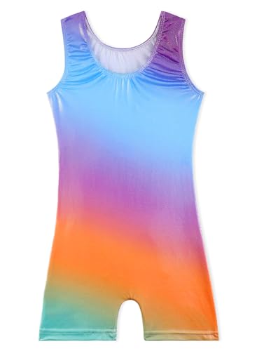 Girls' Gradient Blue Purple Gymnastics Leotard - Unicorn Design