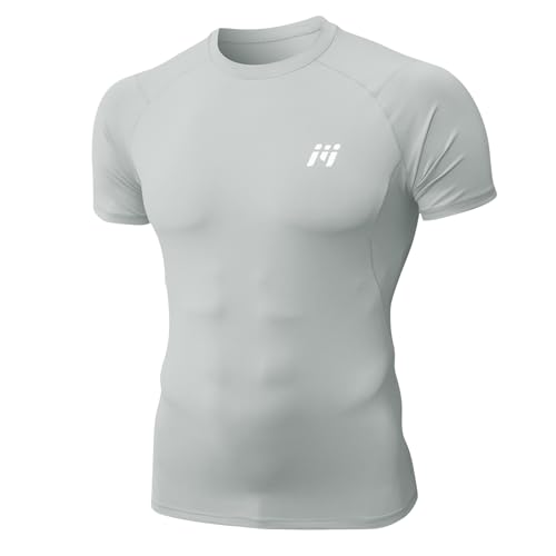 Men's Compression Rash Guard - UPF 50+, Gray, XX-Large