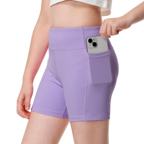 Girls' 4" Volleyball Biker Dance Shorts - Light Purple, 10-11 Years
