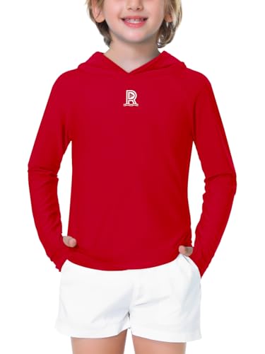 Kids Sun Shirt Rash Guard - Quick Dry Athletic Hoodie 11-12 Years / Red