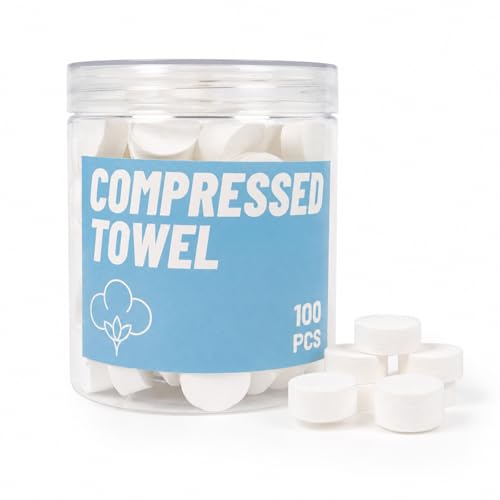 Compressed Face Towels - 100 Count Disposable Cotton Tissues