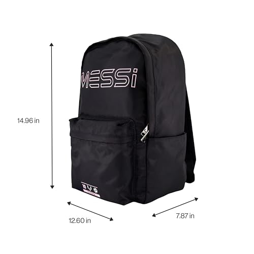 Messi Kids Backpack with Pockets & Adjustable Straps - Black/Pink, One Size