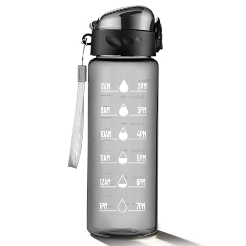 Clear Plastic Water Bottle with Wide Mouth - 26 oz - Black