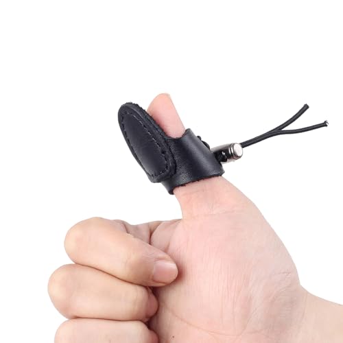 Leather Archery Thumb Ring - Double Layer Protector for Bow - Black