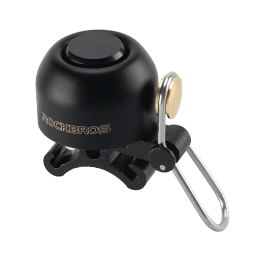 ROCKBROS 100dB Brass Bike Bell, Black – Durable Loud Bicycle Horn for All Bikes