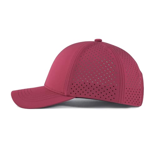 VOBOOM Men Laser Mesh Baseball Cap Burgundy One Size Snapback Hat