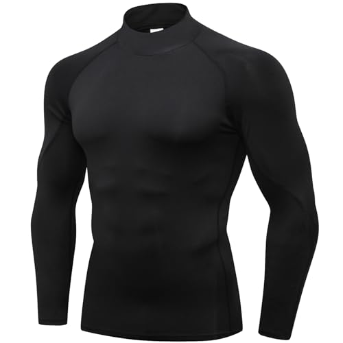 Men's Long Sleeve Compression Workout Shirt - Medium, Black