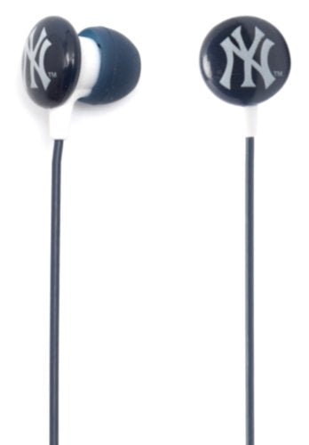 New York Yankees Printed Ear Buds - Blue/White, Standard Packaging