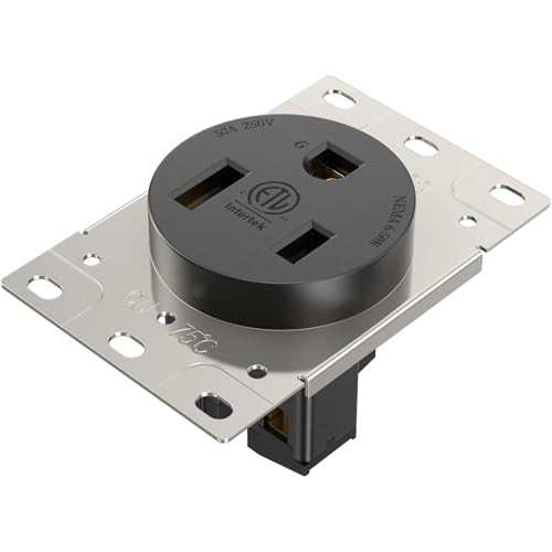 NEMA 6-50R Receptacle 50A Welder Wall Socket 250V 240V 220V Outlet Flush Mount Grounding Side Wired Industrial Grade for EV Charger Heater Plasma Cutters Electric Stove ETL Listed