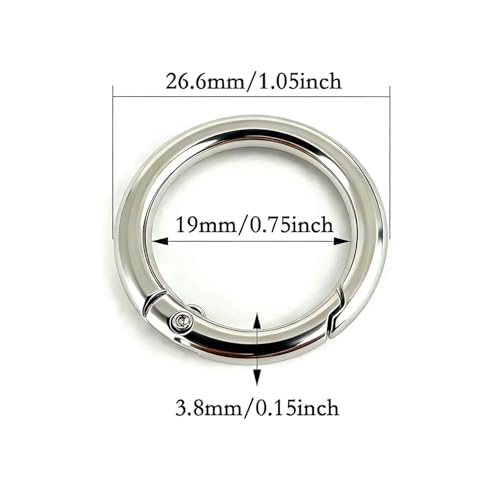 20 Pack Metal Key Ring Clips - 0.75 Inch Spring O Rings - Silver