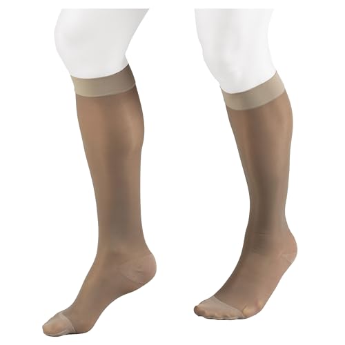 15-20 mmHg Compression Stockings for Women - Knee High, Taupe, Small