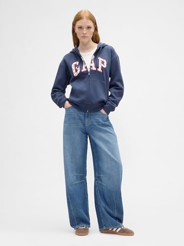 GAP Women's Logo Hoodie - Navy Cherries, Large, Full Zip Sweatshirt