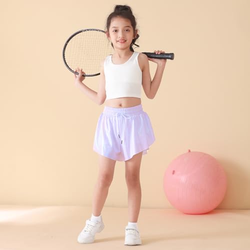 Flowy Athletic Shorts and Sparkle Skirt for Girls - White, 9-10 Years