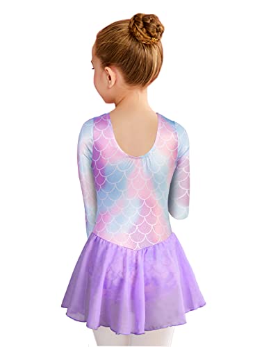Girls Gymnastics Leotard with Skirt - Purple, 7-8 Years