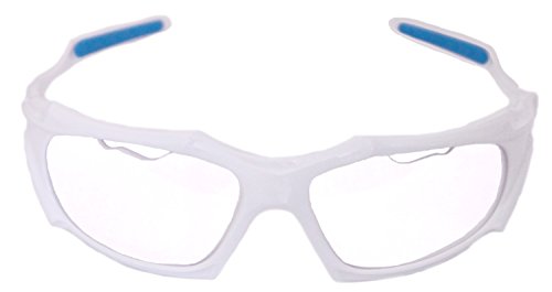 Full Frame Eye Protection for Racquetball, Pickleball & Squash - White/Clear