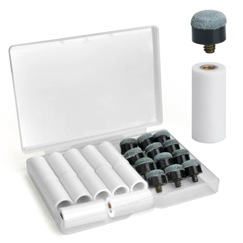 12-Piece 12mm Pool Cue Tip Replacement Kit with Screw-On Ferrules