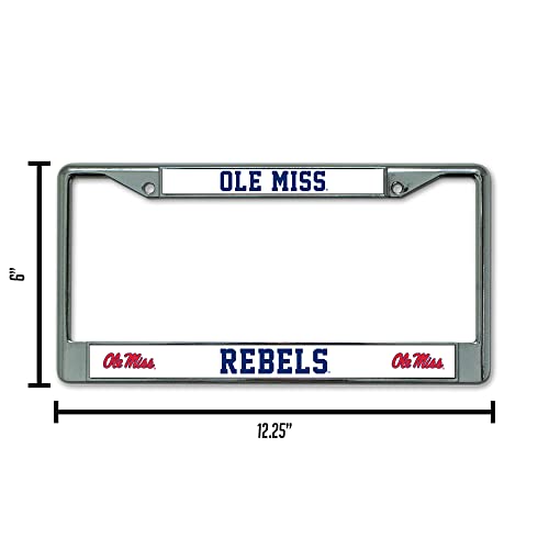 NCAA Ole Miss Rebels Chrome License Plate Frame - 12" x 6"
