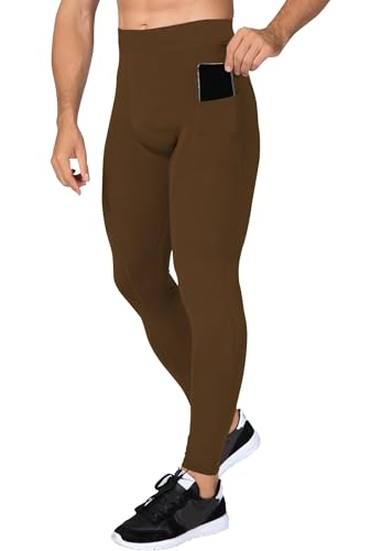 Men's Compression Leggings - Moisture-Wicking Gym Tights with Phone Pocket