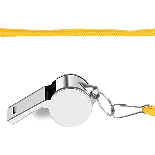 Loud Stainless Steel Whistles with Lanyard - 24 Pack Yellow