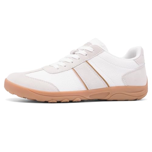 SILENTCARE Women's Wide Toe Box Barefoot Casual Sneakers 8 White