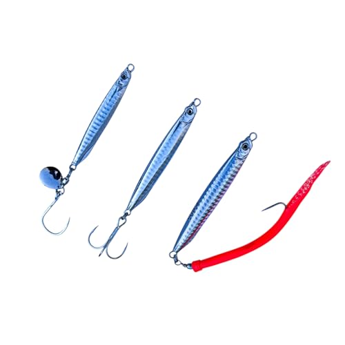 Navicatch Silver Saltwater Fishing Jigs 3-Piece Set 40g-80g for Striped Bass & Mackerel