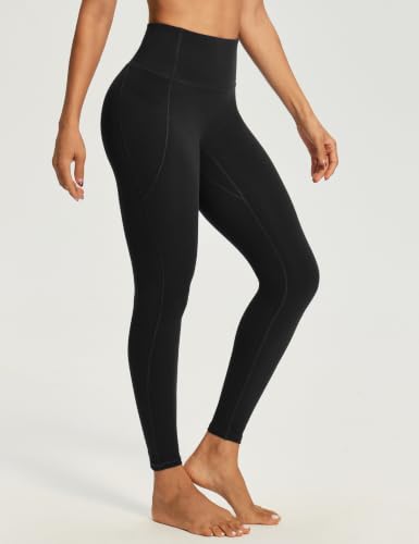 Ewedoos Medium Black Scrunch Butt Lifting Yoga Leggings with Pockets for Women