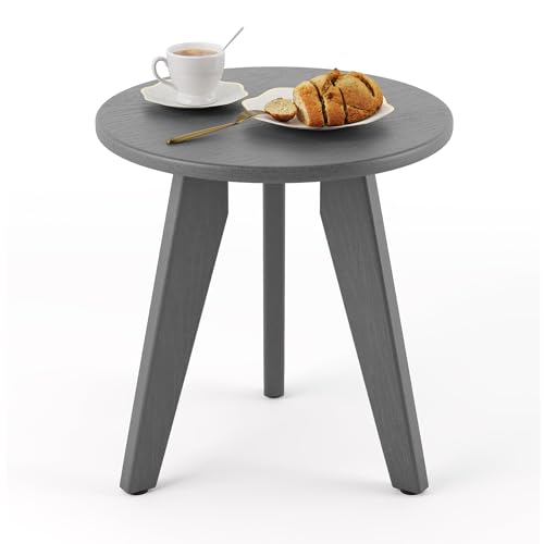 Homenjoy Grey Outdoor Side Table - Small Round Patio End Table for Garden & Lounge