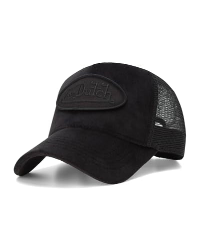 Von Dutch Unisex Velvet Trucker Hat - One Size Black Patched, Mesh Back Snapback