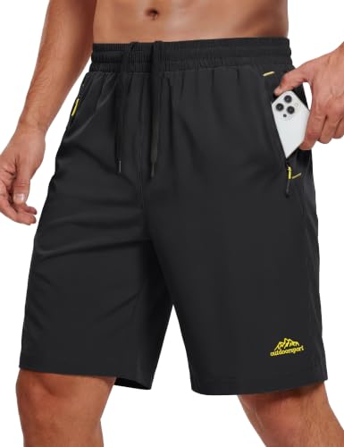 MAGCOMSEN Men's 9" Workout Shorts Black 36 - Quick Dry, Lightweight Athletic Hiking Shorts with 3 Pockets