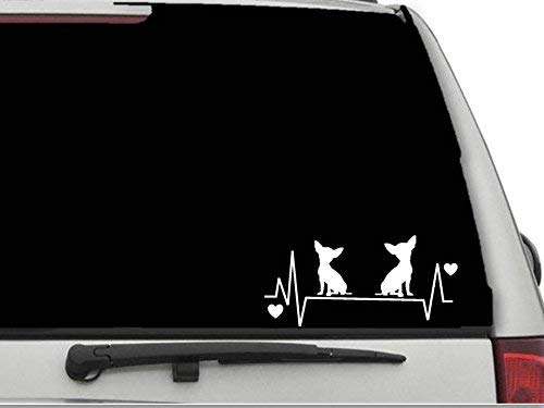 Chihuahua Heartbeat Lifeline Vinyl Car Window Decal - 4"