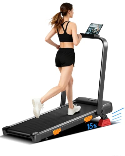 Foldable Under Desk Treadmill with 15% Incline - 2.5HP Motor, 300lbs Capacity