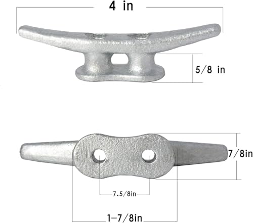 VEITHI 24 Pack 4-Inch Galvanized Marine Dock Cleats with Hardware, Silver