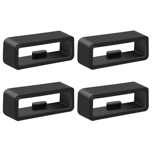 20mm Silicone Watch Band Keeper Loop Retainer - 4 Pack Black