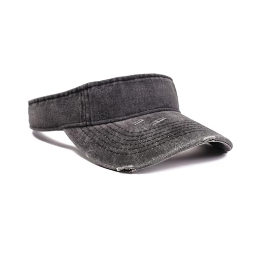 Retro Ripped Sun Visor Hat - Black Baseball Visor for Men & Women